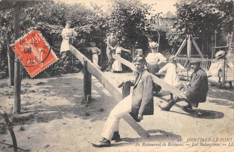 Carte postale ancienne Joinville Le Pont - Au Restaurant De Robinson - Les Balancoires à Joinville-le-Pont