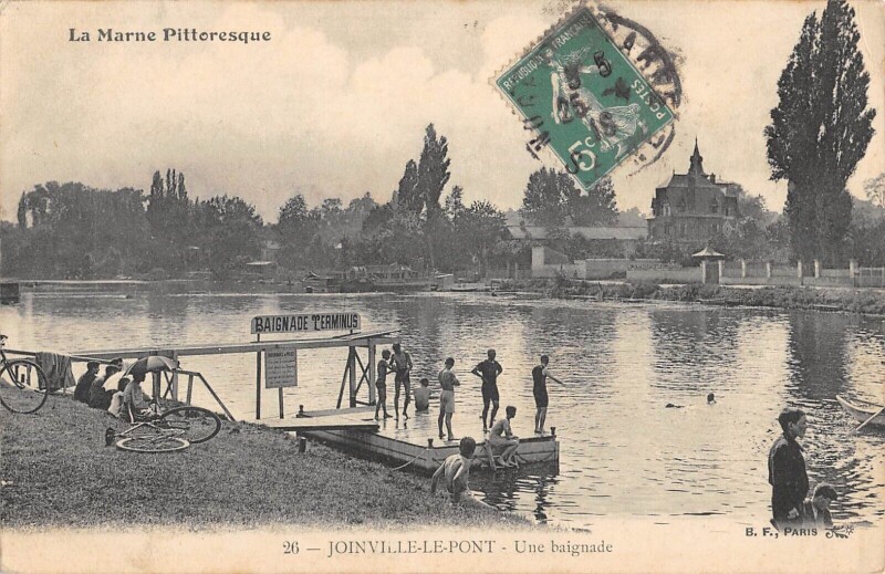 Carte postale ancienne Joinville Le Pont Une Baignade à Joinville-le-Pont