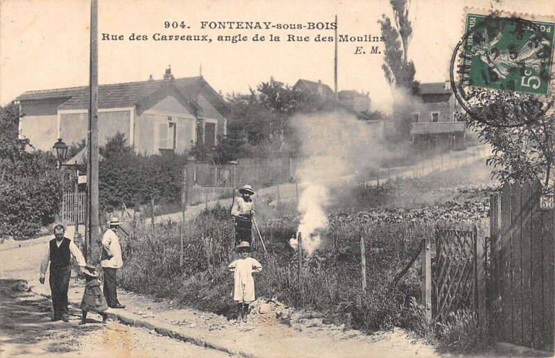 Carte postale ancienne Fontenay Sous Bois - Rue Des Carreaux - Angle De La Rue Des Moulins à Fontenay-sous-Bois