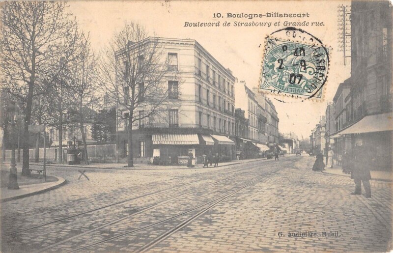 Carte postale ancienne Boulogne Billancourt - Boulevard De Strasbourg Et Grande Rue à Boulogne-Billancourt