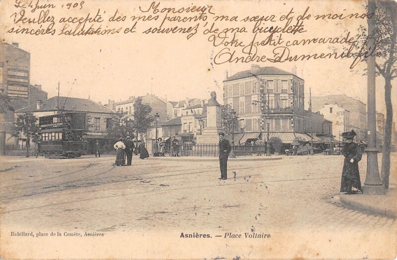 Carte postale ancienne Asnieres - Place Voltaire