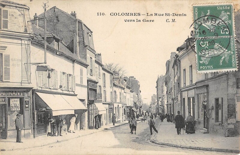 Carte postale ancienne Colombes / La Rue Saint Denis Vers La Gare à Colombes