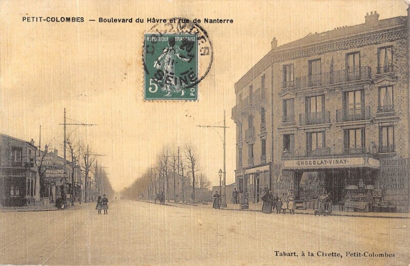 Carte postale ancienne Petit Colombes - Boulevard Du Havre Et Rue De Nanterre - cpa toilée à Colombes
