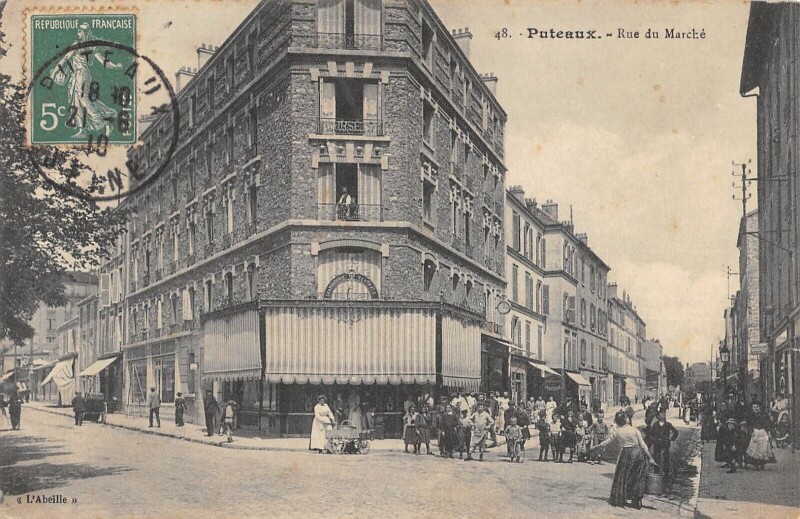 Carte postale ancienne Puteaux - Rue Du Marche à Puteaux