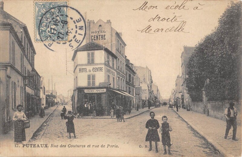 Carte postale ancienne Puteaux - Rue Des Coutures Et Rue De Paris à Puteaux