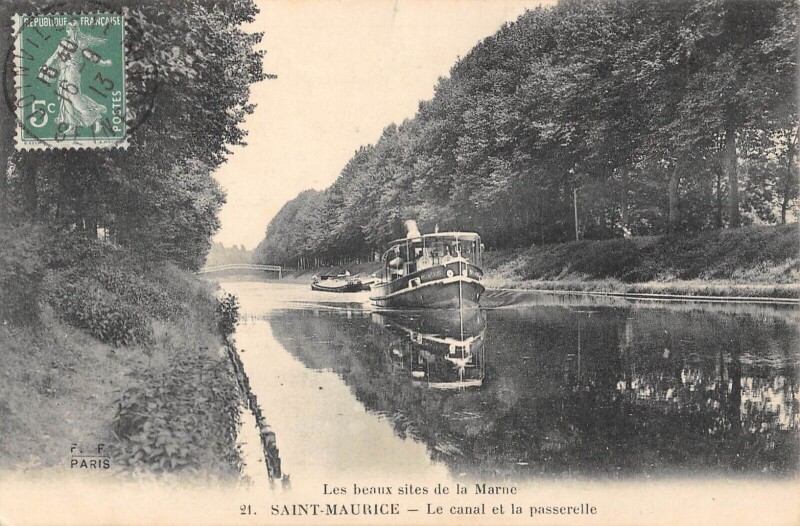Carte postale ancienne Saint Maurice - Le Canal Et La Passerelle à Saint-Maurice