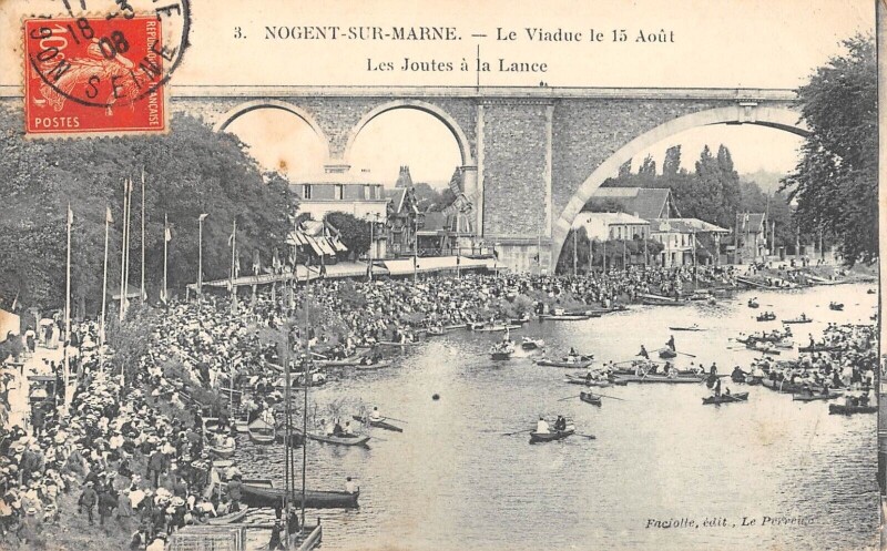 Carte postale ancienne Nogent Sur Marne - Le Viaduc Le 15 Aout à Nogent-sur-Marne