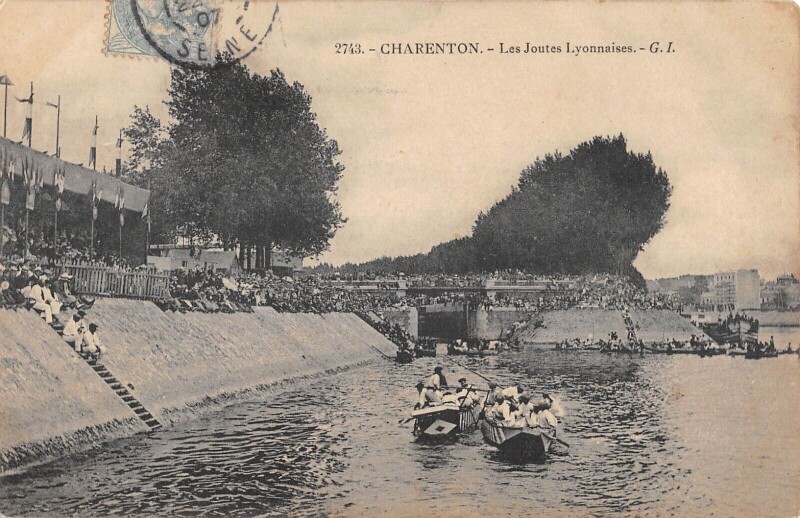 Carte postale ancienne Charenton - Les Joutes Lyonnaises