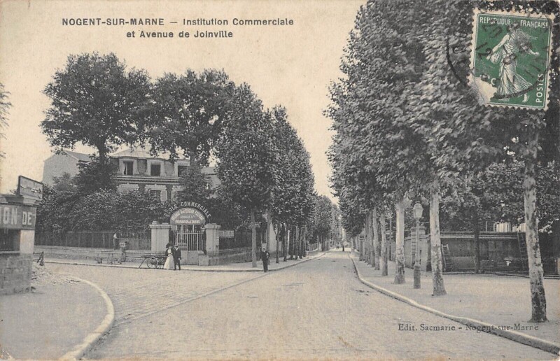 Carte postale ancienne Nogent Sur Marne - Institution Commerciale Et Avenue De Joinville à Nogent-sur-Marne