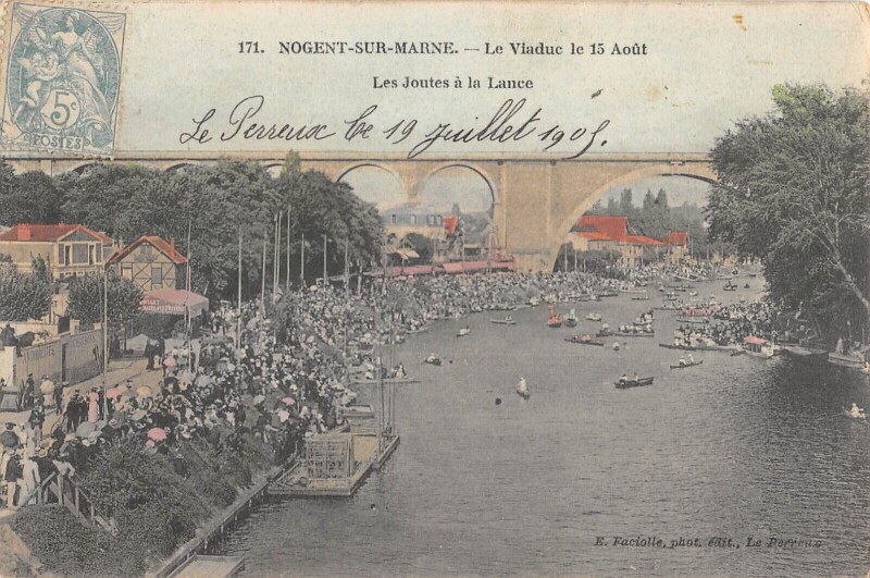 Carte postale ancienne Nogent Sur Marne - Le Viaduc Du 15 Aout à Nogent-sur-Marne