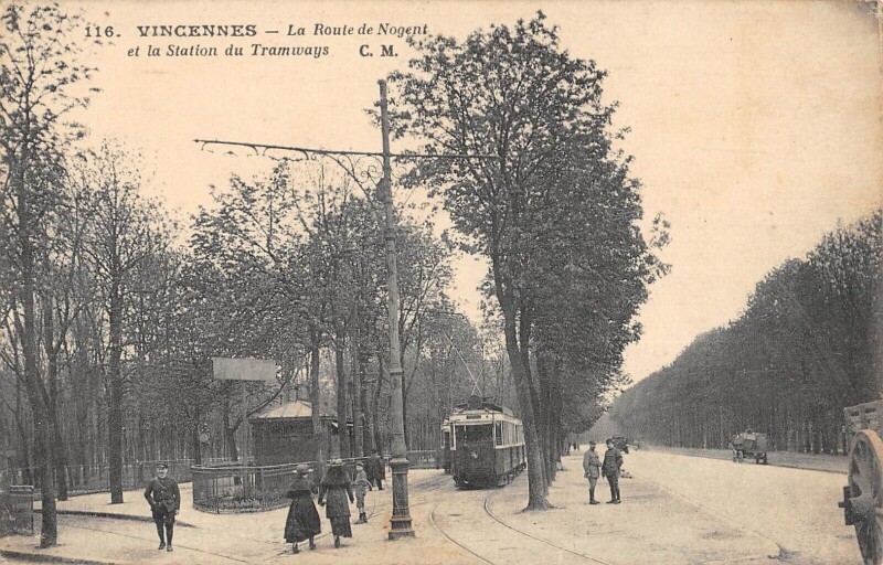 Carte postale ancienne Vincennes Route De Nogent Sur Marne - Station Des Tramways à Nogent-sur-Marne