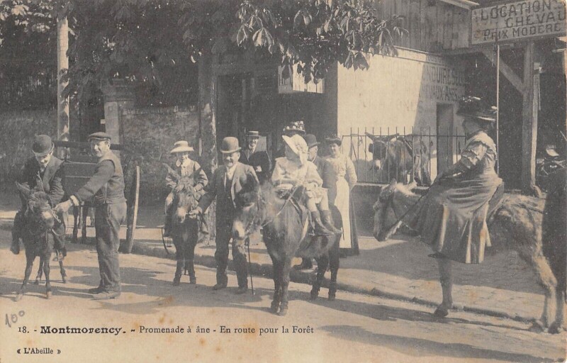 Carte postale ancienne Montmorency - Promeande A Ane - En Route Pour La Foret à Montmorency