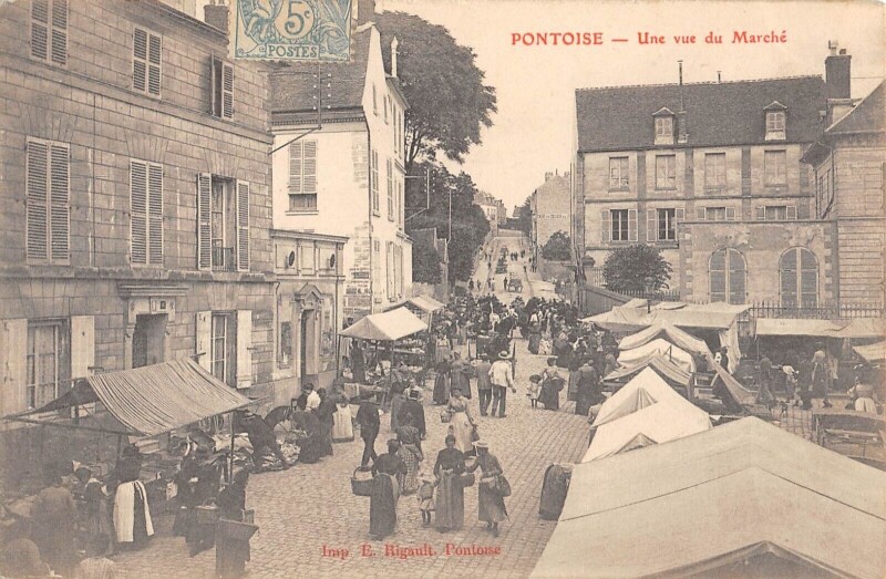 Carte postale ancienne Pontoise - Une Vue Du Marche à Pontoise