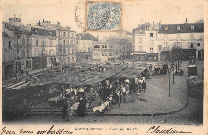 Carte postale ancienne Montmorency - Place Du Marche à Montmorency