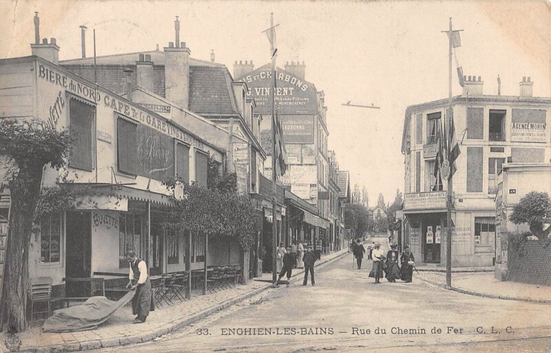 Carte postale ancienne Enghien Les Bains - Rue Du Chemin De Fer à Enghien-les-Bains