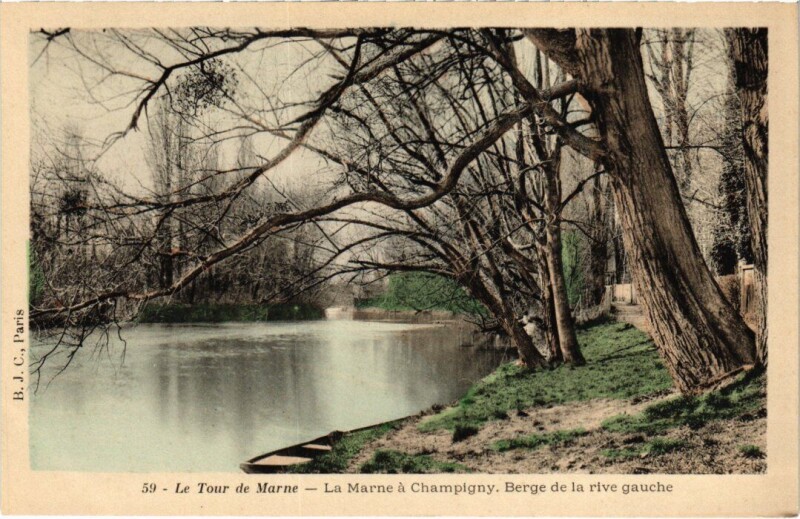 Carte postale ancienne Champigny-sur-Marne La Marne - Berge de la Rive Gauche à Champigny-sur-Marne