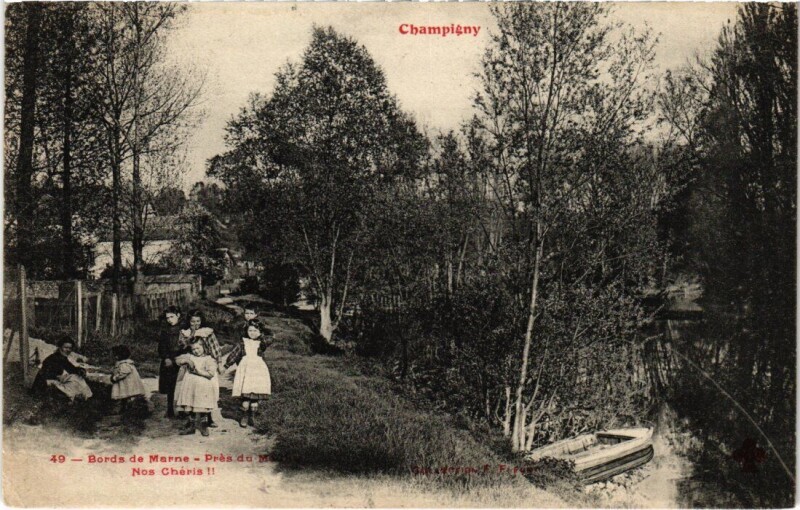 Carte postale ancienne Champigny-sur-Marne Bords de Marne - Pres du Moulin à Champigny-sur-Marne