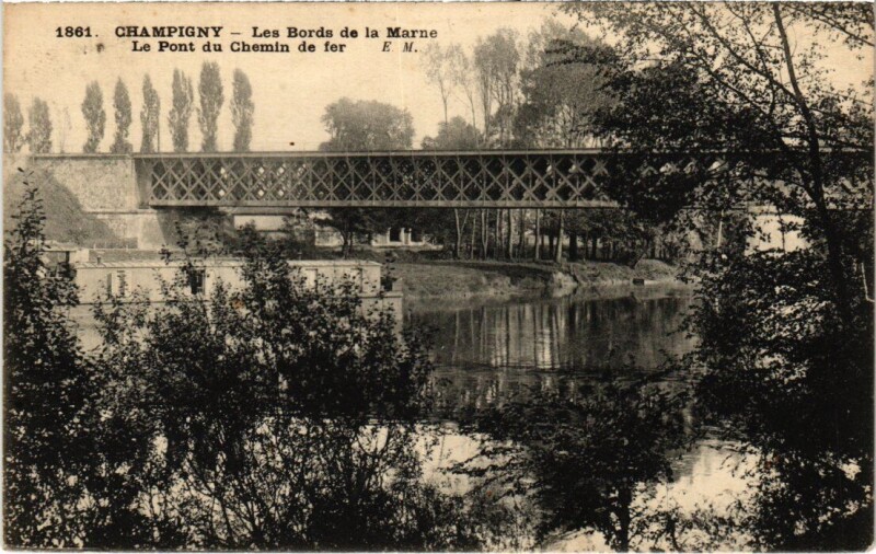 Carte postale ancienne Champigny-sur-Marne Les Bords de la Marne - Pont du Chemin de Fer à Champigny-sur-Marne
