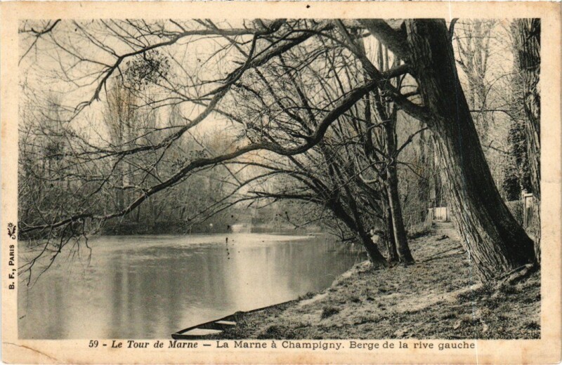 Carte postale ancienne Champigny-sur-Marne La Marne - Berge de la Rive Gauche à Champigny-sur-Marne