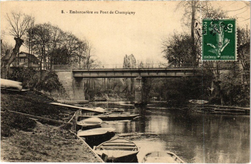 Carte postale ancienne Champigny-sur-Marne Embarcadere au Pont à Champigny-sur-Marne