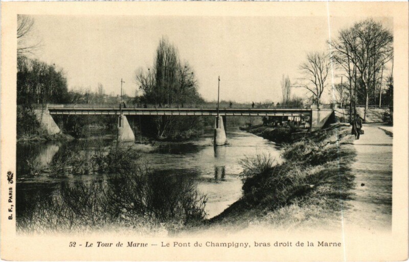 Carte postale ancienne Champigny-sur-Marne Le Pont - Bras droit de la Marne à Champigny-sur-Marne