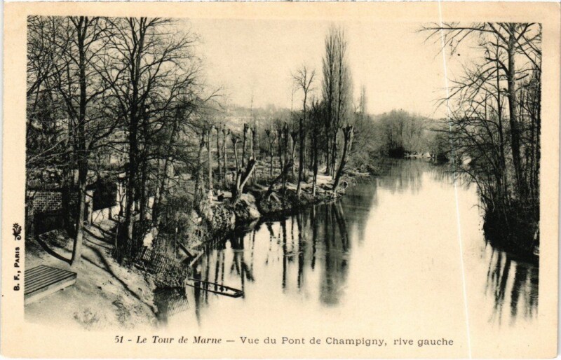 Carte postale ancienne Champigny-sur-Marne Vue du Pont - Rive Gauche à Champigny-sur-Marne
