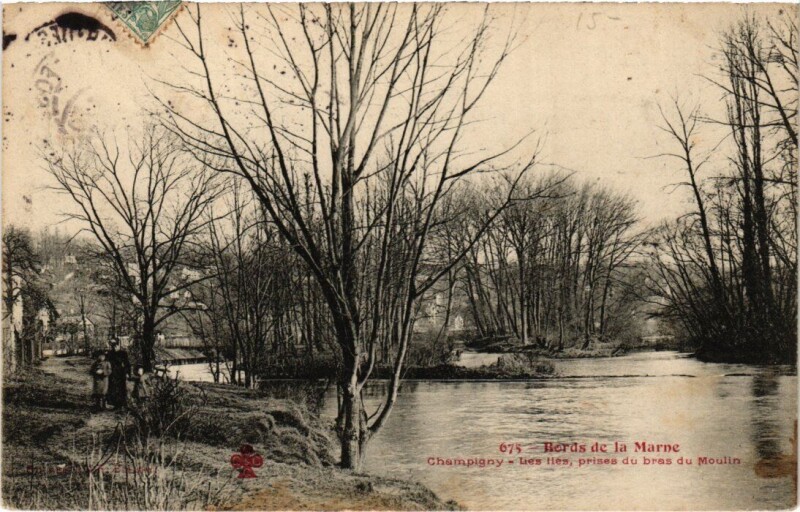 Carte postale ancienne Champigny-sur-Marne Les Iles prises du Bras du Moulin à Champigny-sur-Marne
