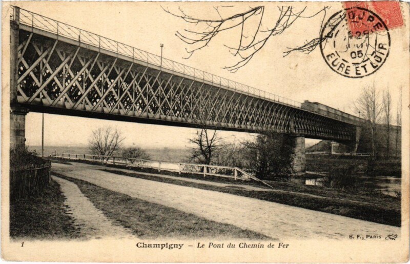 Carte postale ancienne Champigny-sur-Marne Le Pont du Chemin de Fer à Champigny-sur-Marne