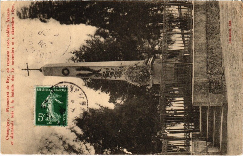 Carte postale ancienne Champigny-sur-Marne Monument de Bry à Champigny-sur-Marne