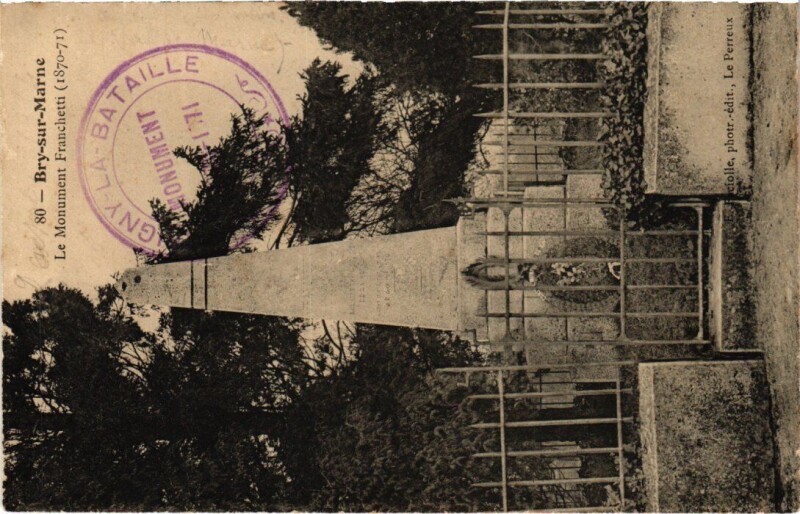 Carte postale ancienne Bry-sur-Marne Monument Franchetti à Bry-sur-Marne