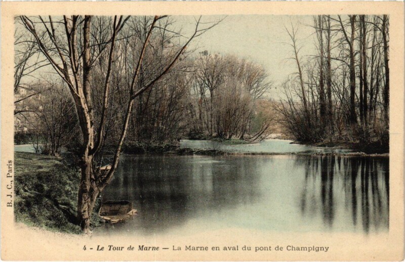 Carte postale ancienne Champigny-sur-Marne Le Marne en Aval du Pont de Champigny à Champigny-sur-Marne