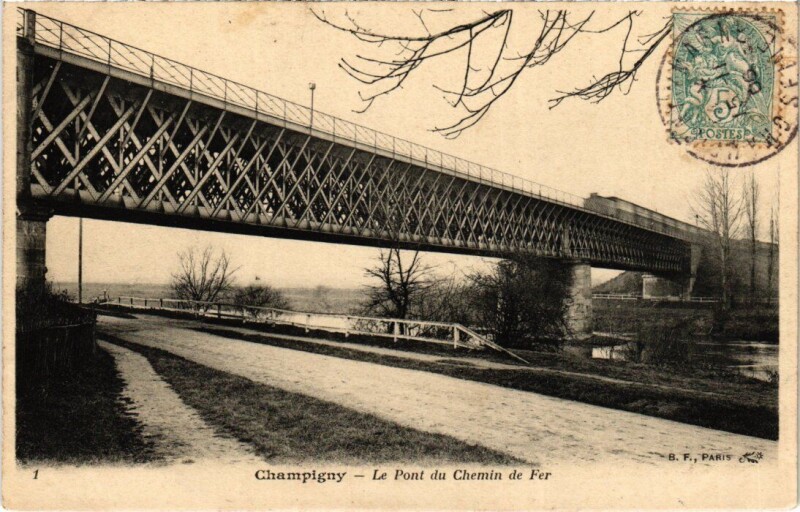 Carte postale ancienne Champigny-sur-Marne Le Pont du Chemin de Fer à Champigny-sur-Marne