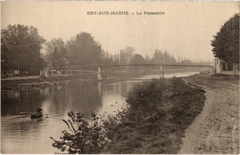 Carte postale ancienne Bry-sur-Marne La Passerelle à Bry-sur-Marne