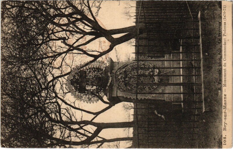 Carte postale ancienne Bry-sur-Marne Monument du Commandant Podenas 1870-71 à Bry-sur-Marne