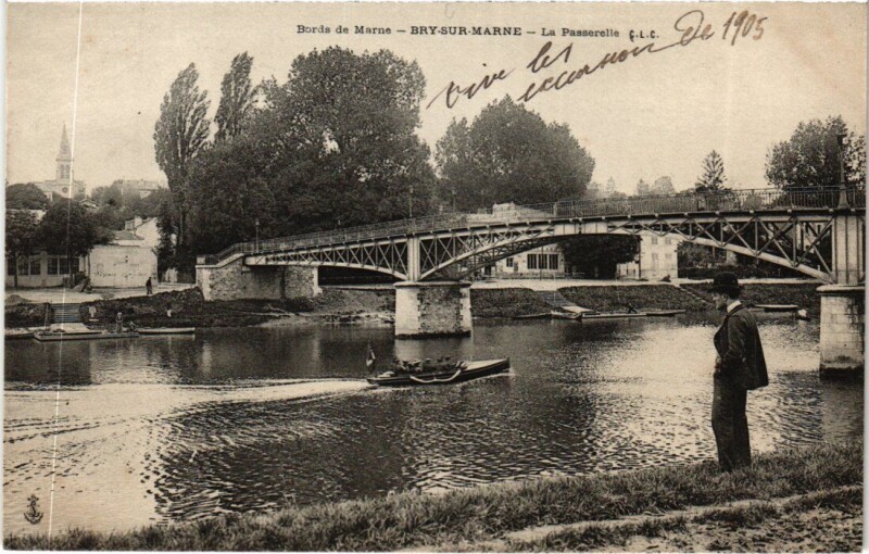Carte postale ancienne Bry-sur-Marne La Passerelle à Bry-sur-Marne