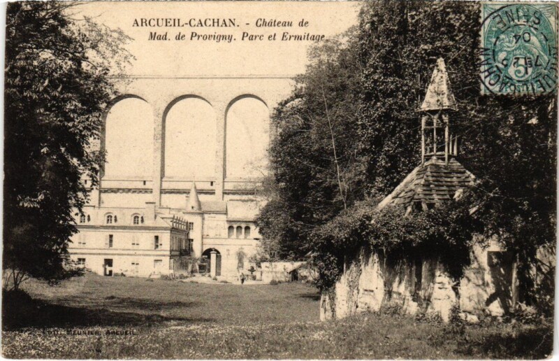 Carte postale ancienne Arcueil Cachan - Chateau de Mad. de Provigny - Parc - Ermitage à Arcueil