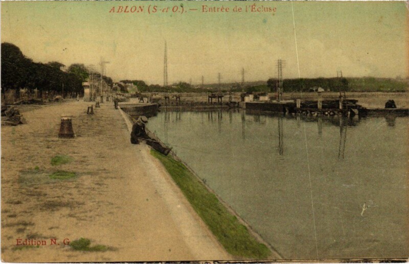 Carte postale ancienne Ablon-sur-Seine Entree de l'Ecluse à Ablon-sur-Seine