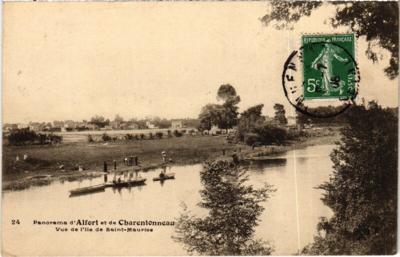 Carte postale ancienne Charentonneau Alfort - Panorama - Vue de l'Ile de Saint-Maurice à Saint-Maurice