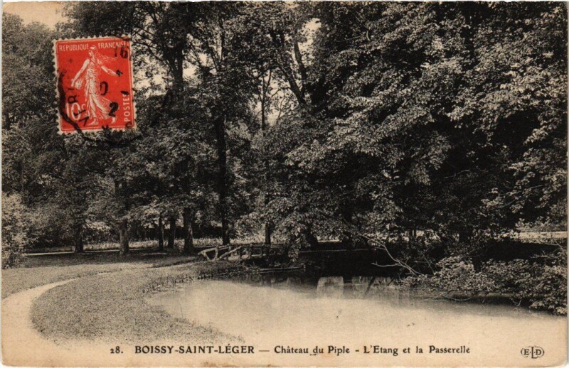 Carte postale ancienne Boissy-Saint-Leger Chateau du Piple - Etang et Passerelle