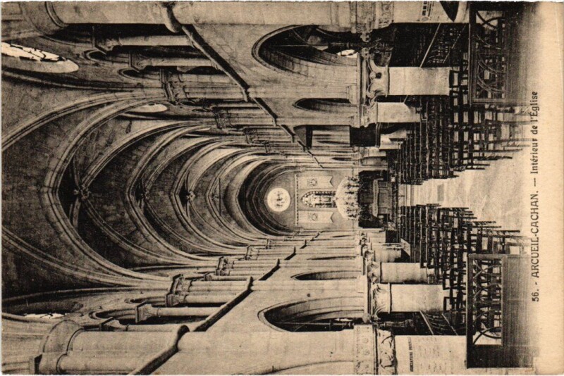 Carte postale ancienne Arcueil Cachan - Interieur de l'Eglise à Arcueil