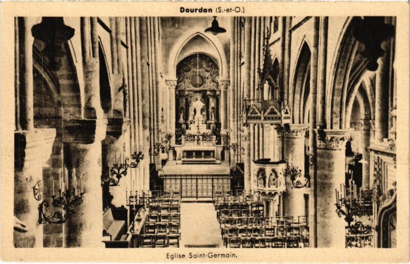 Carte postale ancienne Dourdan Eglise Saint-Germain à Dourdan