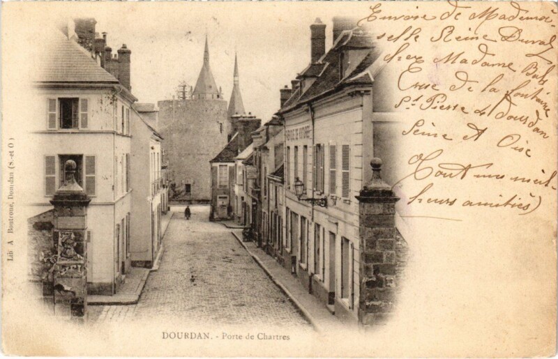 Carte postale ancienne Dourdan Porte de Chartres à Dourdan
