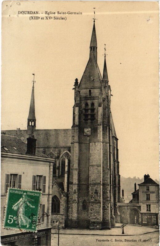 Carte postale ancienne Dourdan Eglise Saint-Germain à Dourdan