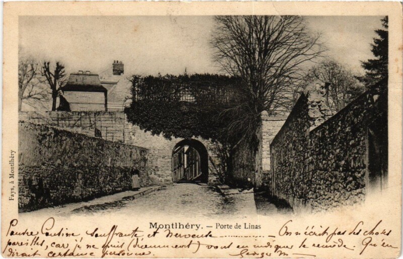 Carte postale ancienne Montlhery Porte de Linas à Linas
