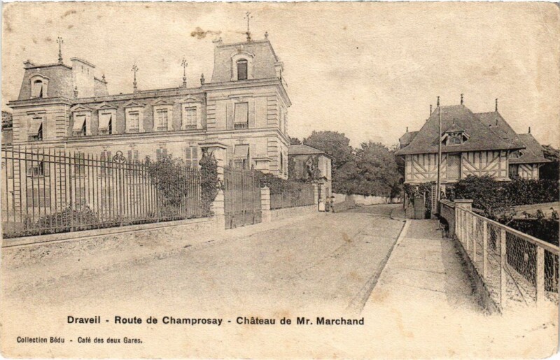 Carte postale ancienne Draveil Route de Champrosay Chateau Mr, Marchand à Draveil