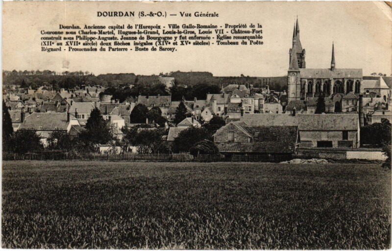 Carte postale ancienne Dourdan vue generale à Dourdan