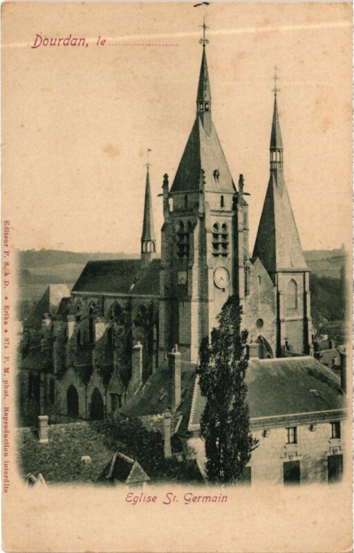 Carte postale ancienne Dourdan Eglise Saint-Germain à Dourdan