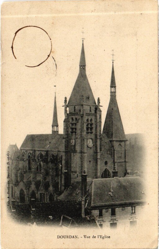Carte postale ancienne Dourdan vue de l'Eglise à Dourdan