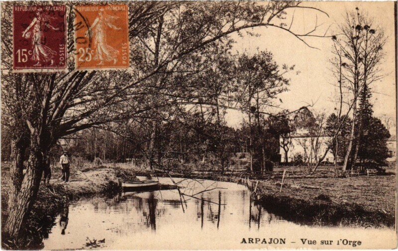 Carte postale ancienne Arpajon vue sur l'Orge à Arpajon