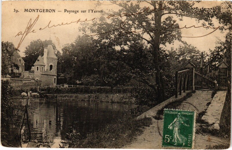 Carte postale ancienne Montgeron Paysage sur l'Yerres à Montgeron